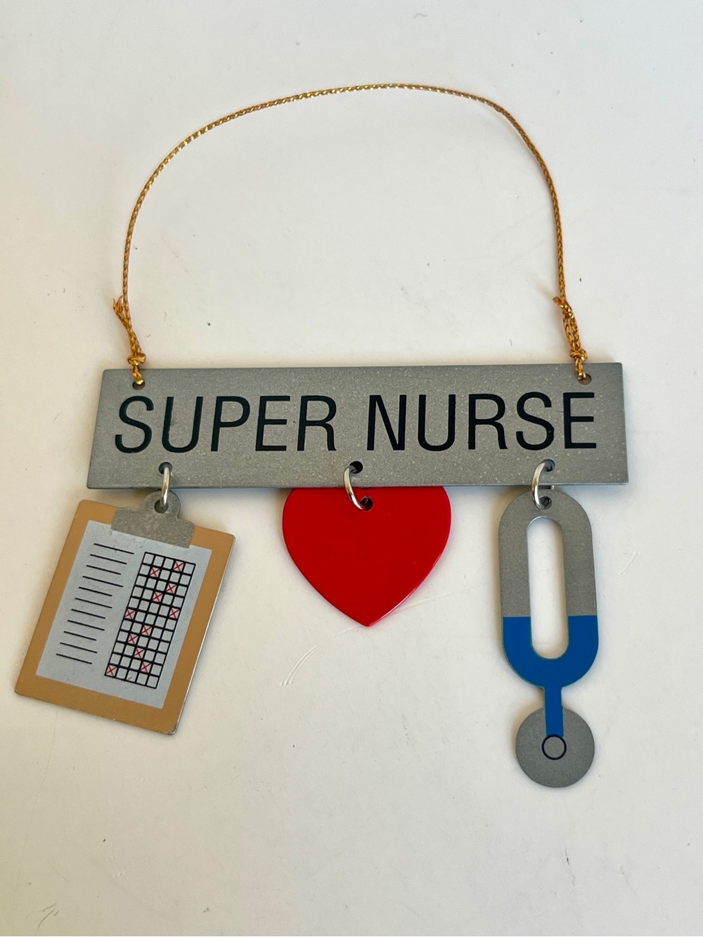 Super Nurse Wall Sign ornament scrapbooking - Silver with Red and Blue Accents